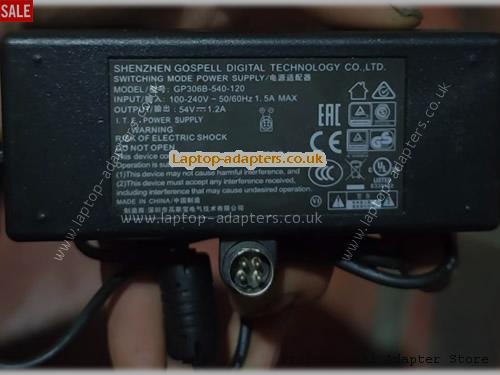 UK £13.29 Genuine Gospell GP306B-540-120 AC Adapter 54v 1.2A 64.8W Power Supply 4 Pins