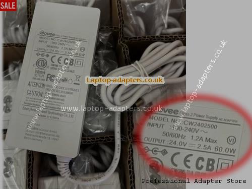 UK £15.99 Genuine Govee CW2402500 AC Adapter 24v 2.5A 60.0W White Power Supply