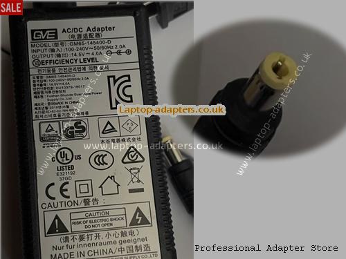  GM65-145400-D AC Adapter, GM65-145400-D 14.5V 4A Power Adapter GVE14.5V4A58W-5.5x2.5mm-GM65