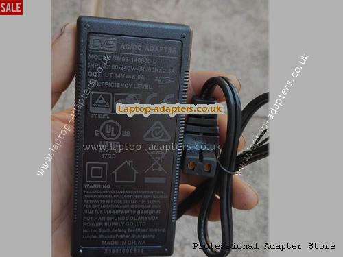  GM95-140600-D AC Adapter, GM95-140600-D 14V 6A Power Adapter GVE14V6A84W-RF-2Holes