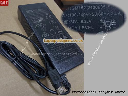 UK £22.18 Genuine GVE GM152-2400635-F Ac Adapter 24v 6.35A 152.4W With 4 Pins Tip