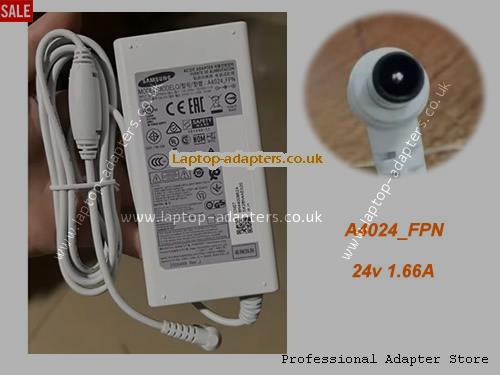  A4024_FPN AC Adapter, A4024_FPN 24V 1.66A Power Adapter SAMSUNG24V1.66A40W-6.5x4.4mm-White