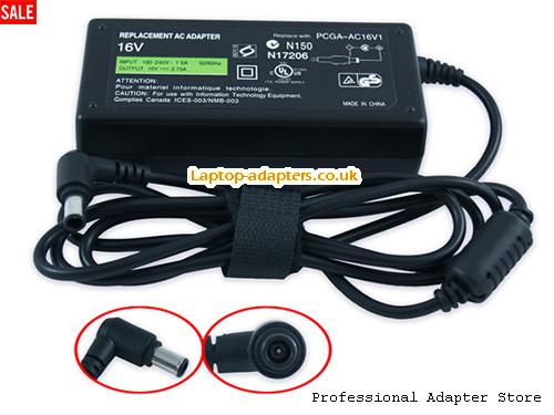  VGN-S250FP Laptop AC Adapter, VGN-S250FP Power Adapter, VGN-S250FP Laptop Battery Charger SONY16V3.75A60W-6.5x4.4mm