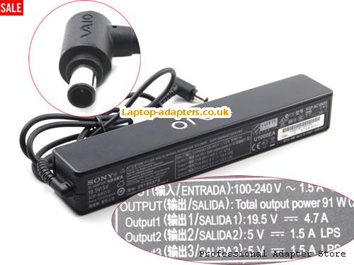  VGN-S570P/S Laptop AC Adapter, VGN-S570P/S Power Adapter, VGN-S570P/S Laptop Battery Charger SONY19.5V4.7A-long-5V-2USB