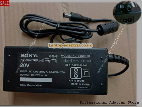  AC-YJS060K AC Adapter, AC-YJS060K 20V 3A Power Adapter SONY20V3A60W-6.5x4.0mm-IN